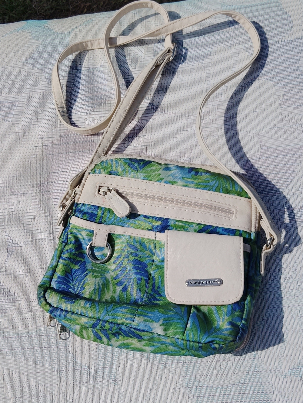 Stylish Green & Blue Leaf Crossbody Bag - St. John's Bay